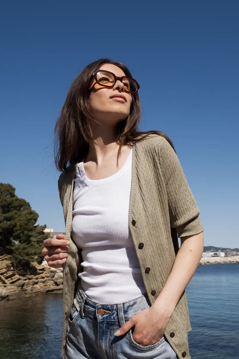 gilet maceo coton - Vert sauge