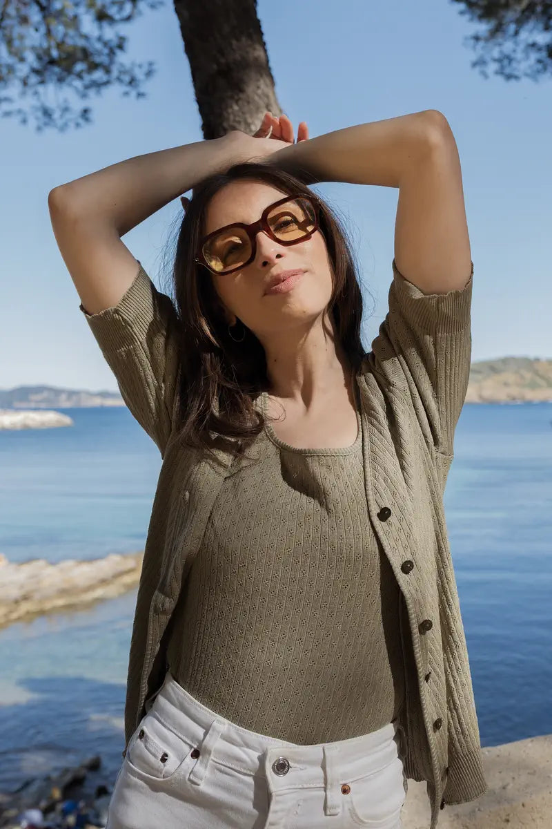 gilet maceo coton - Vert sauge