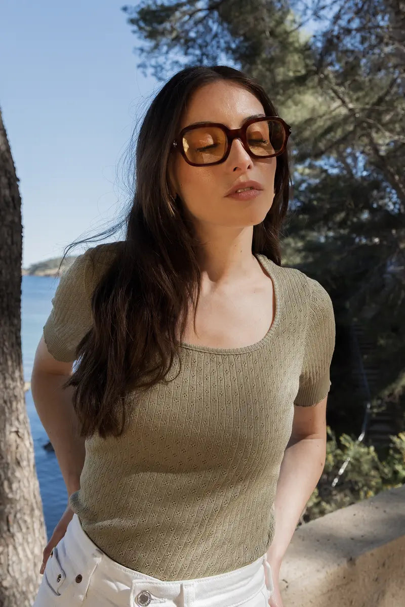 t-shirt maé coton - Vert sauge