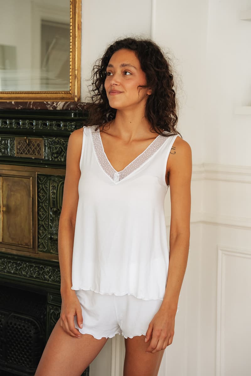 ニン★  andmary Nini lace tank white ANDMARY】Nini lace tank