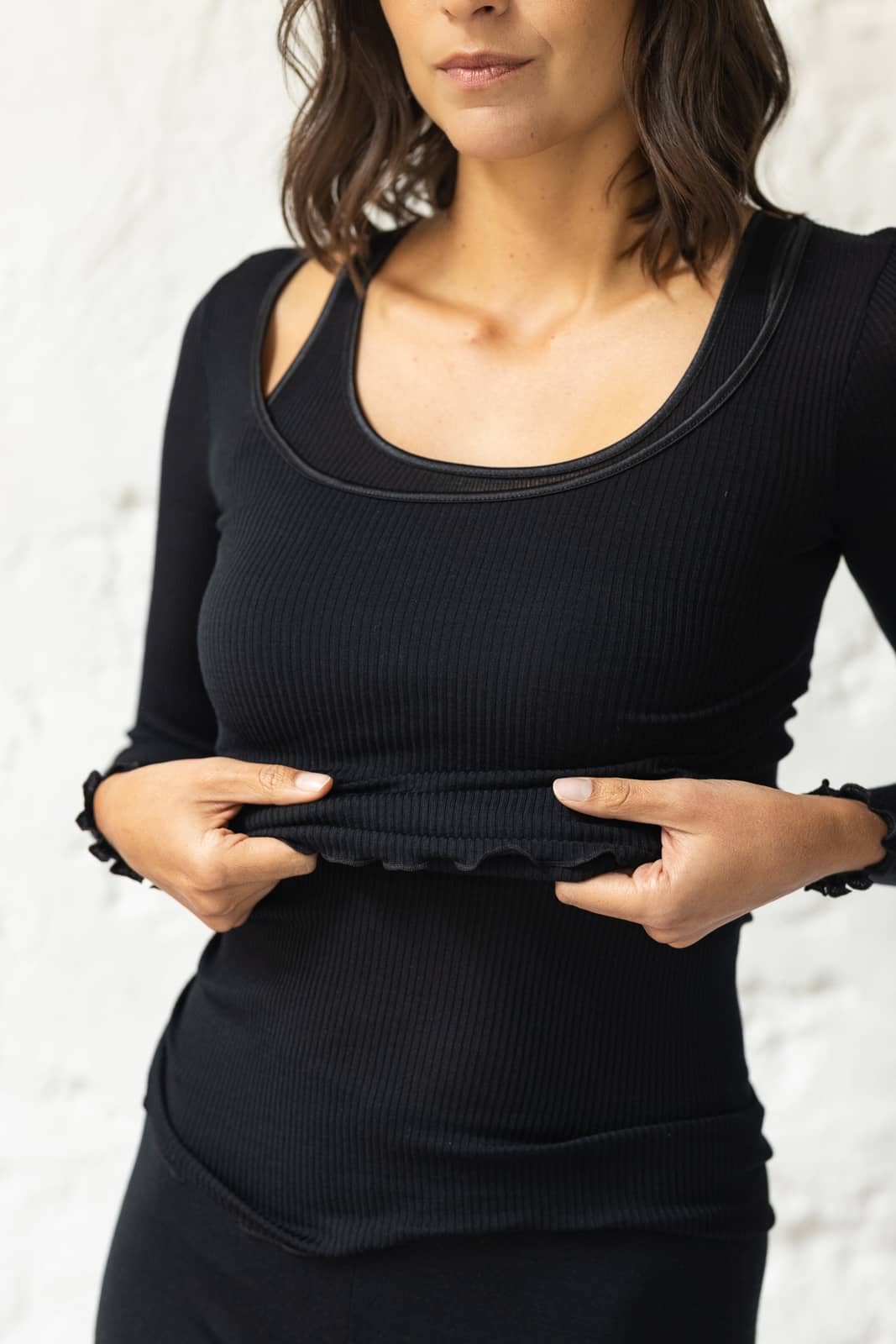 sous-pull thermique maille côtelée, Owen - Noir