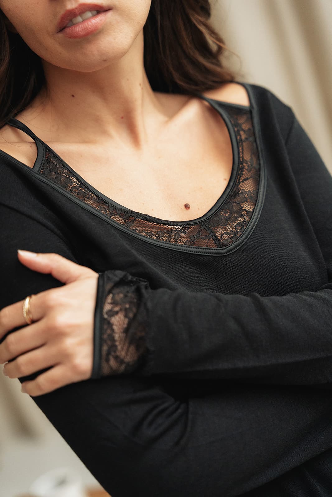 top dentelle, Gabin - Noir