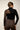 Vue de dos du sous-pull col montant Pierre noir en mérinos et soie, empiècement asymétrique en tulle – yvo et moi