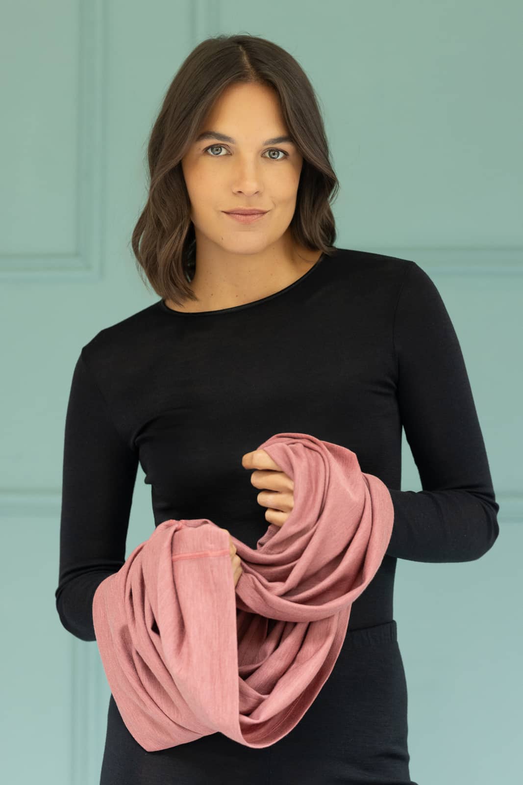 tour de cou XXL mérinos & soie, Harold - Rose Ancien